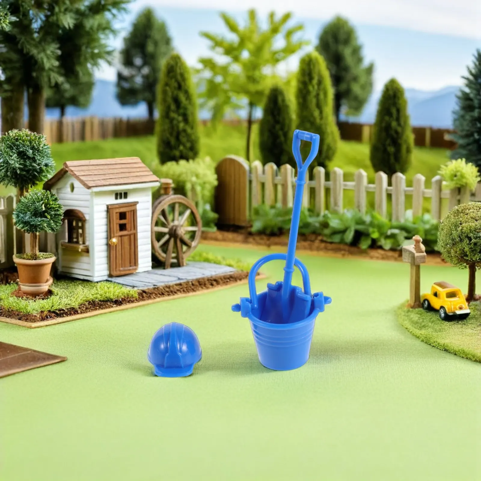 8Sets Firefighter Engineering Accessories Miniature Plastic Fire Shovel Kit for Landscape Diorama Fairy Garden
