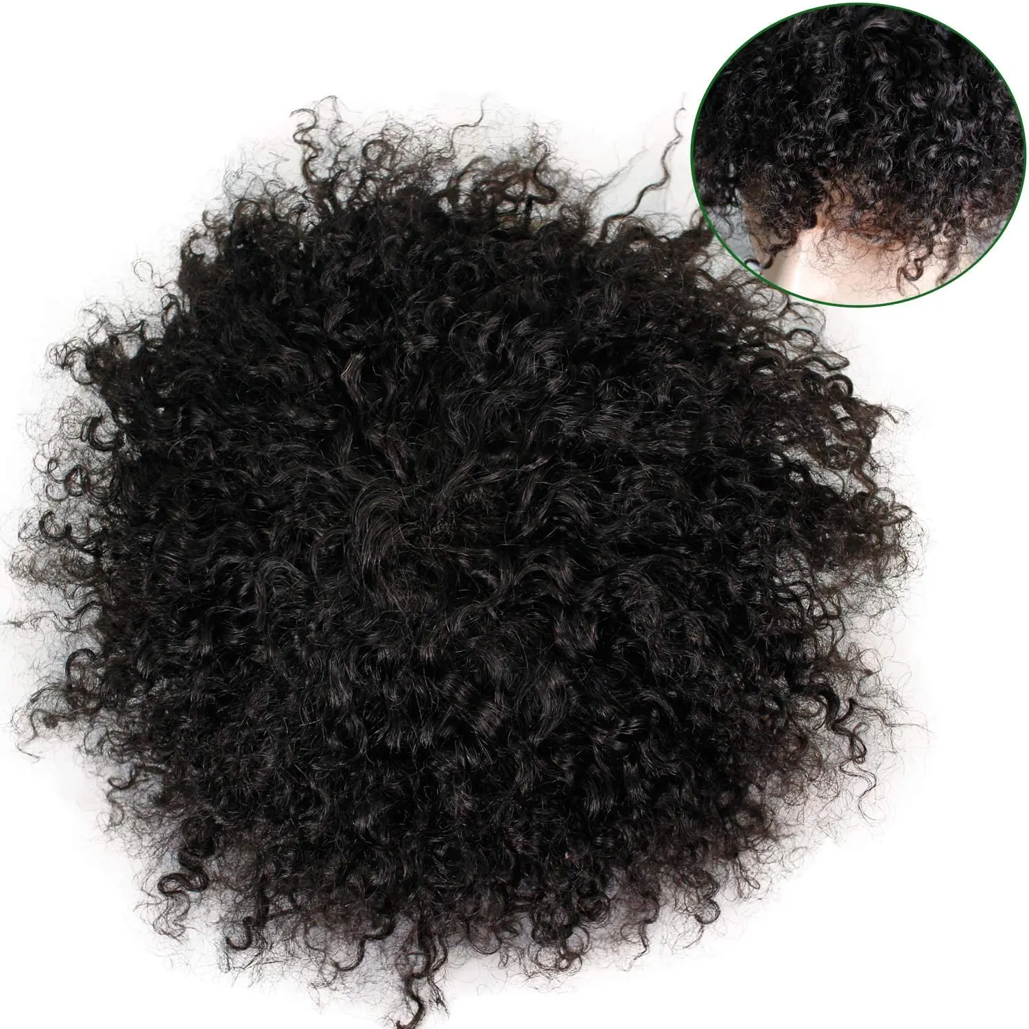 Men's Toupee 100% Remy Human Hair Natural Black Color Curly Toupee for Men Thin Skin Mono Net with PU around