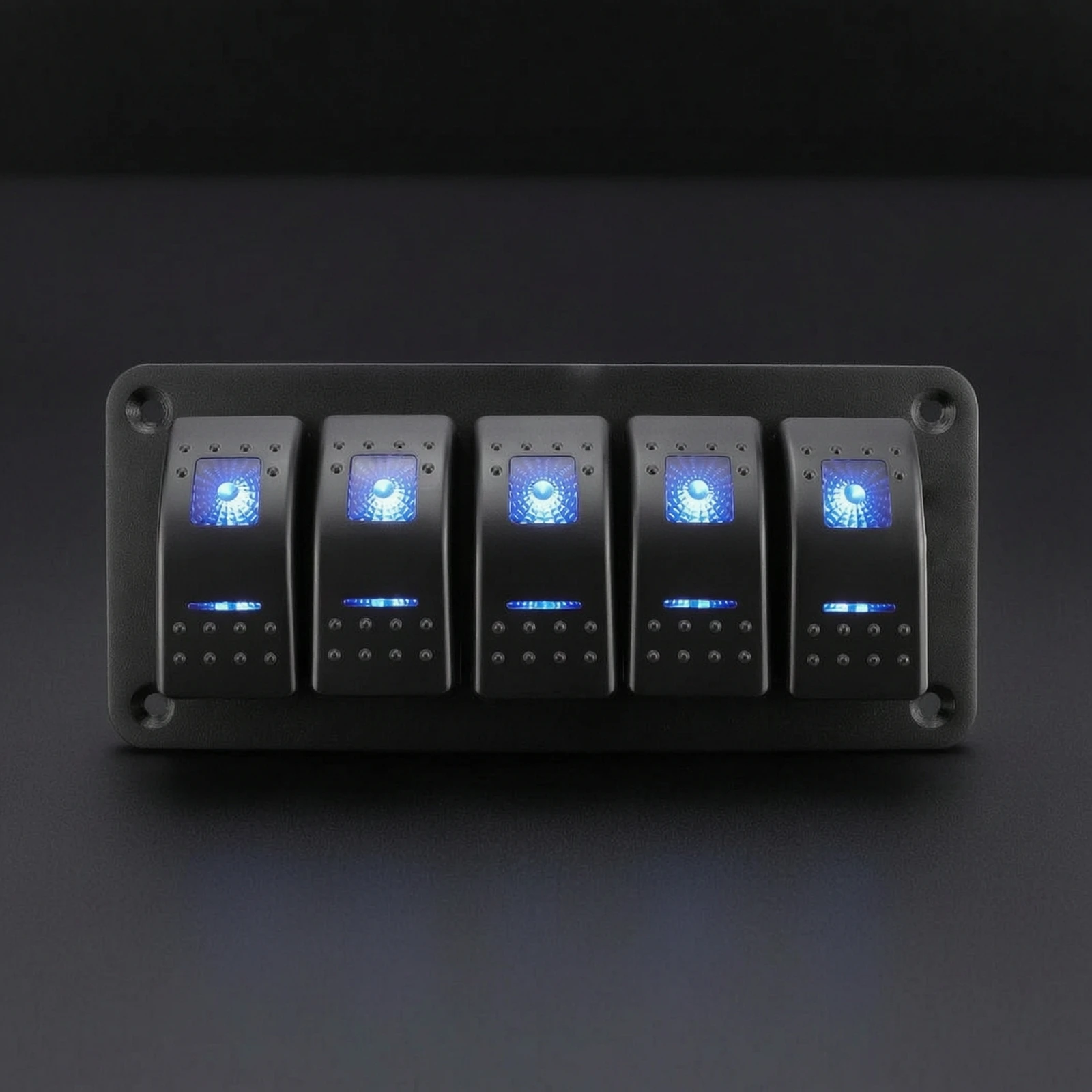 Rocker Switch Panel Illuminated Switch Panel with Blue LED Slim for DIYers, Dashboard, off-Road Vehicle