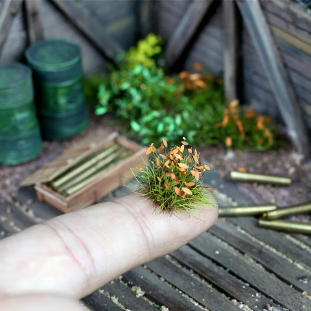 Miniaturowy model klastra kwiatowego trawy Krzew Roślina do produkcji kolei Budynek kolejowy Ogród Krajobraz Materiały Diorama Zestawy