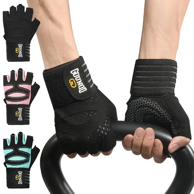 Fitness Gloves Lengthened Sports Breathable Wear-Resistant Half-finger Gloves Barbell Equipment Weightlifting Iron Sports