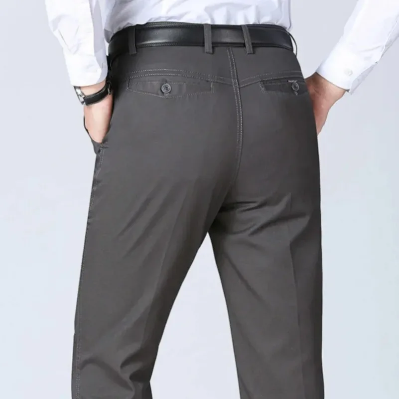 

Men's 100% Cotton Summer Thin Autumn Thick Trousers Fashion Brand Cargo Pants Smart Casual Solid Khaki Black Suit Pant KOACUS