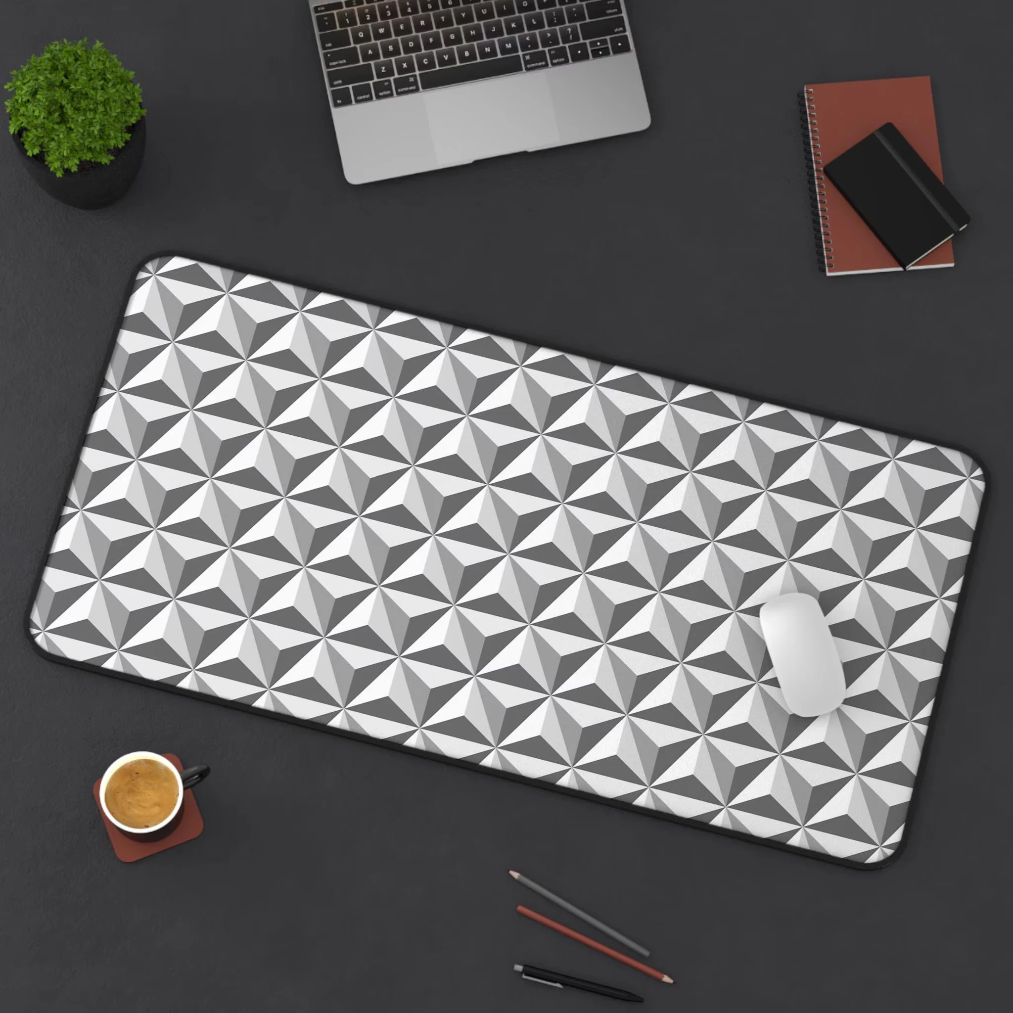 Triangular Pyramid Concave Convex Geometric Pattern Desktop Decor Mouse Pad Desk Mats Gaming Computer Mat XXL Extended Mousepad