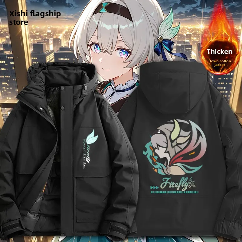 

Утепленная хлопковая куртка унисекс: теплая свободная верхняя одежда для зимы, молодежная, с капюшоном, на молнии, с длинными рукавами