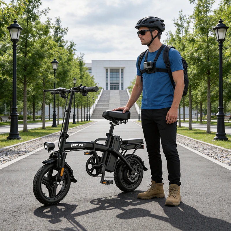 14'' Commuter Ebike--G11, 500W Motor, Removable Battery Max 19.9MPH Rear Disc Brake with Two Shock-Absorbing Models Optional, Mini Electric Bicycle for Adults, College Students, Commuters & Urban Riding E-Bike image 9