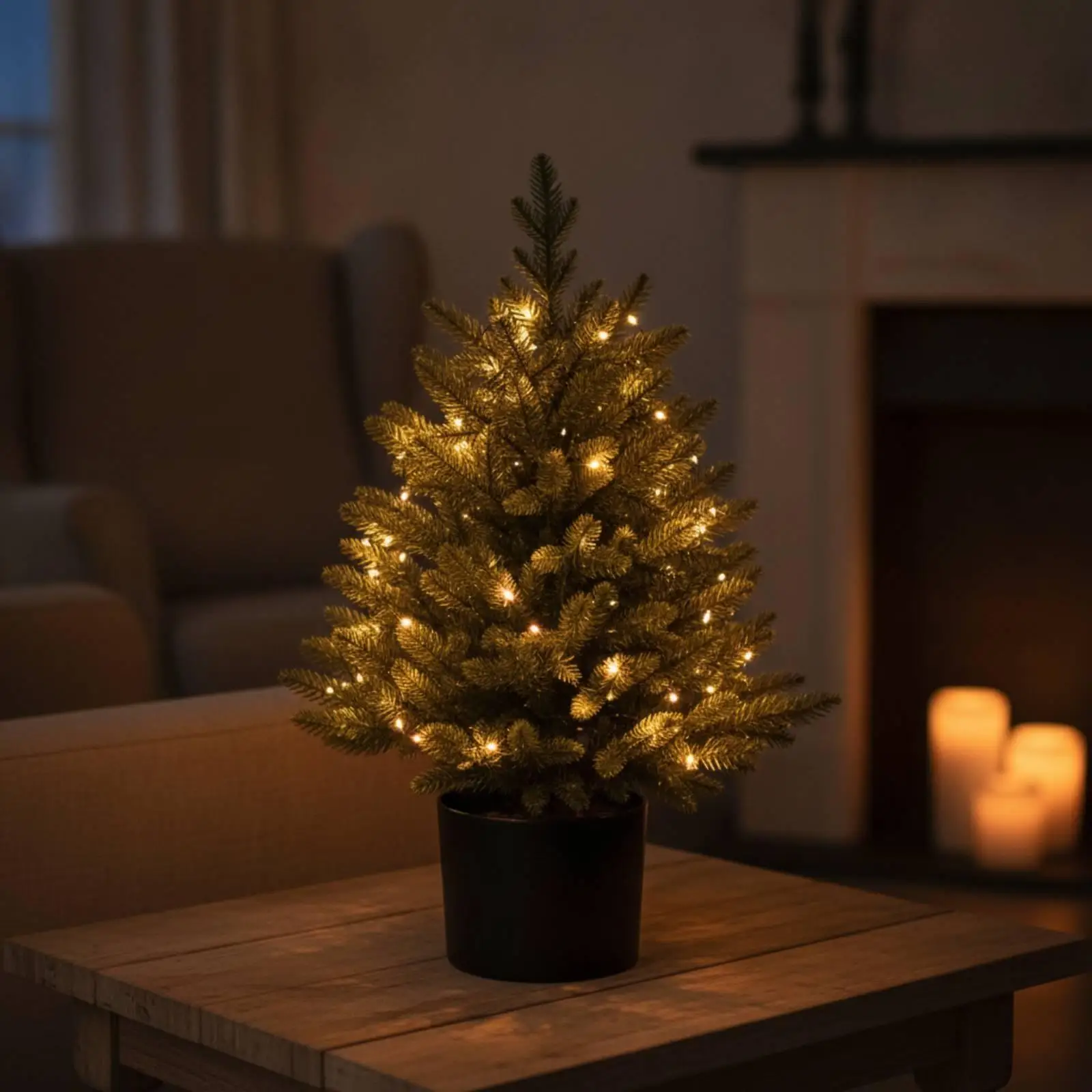 Artificial Festival Tree with Tiered Branches and Planter Pot for Indoor Use Living Room Dining Area Corporate Space Seasonal