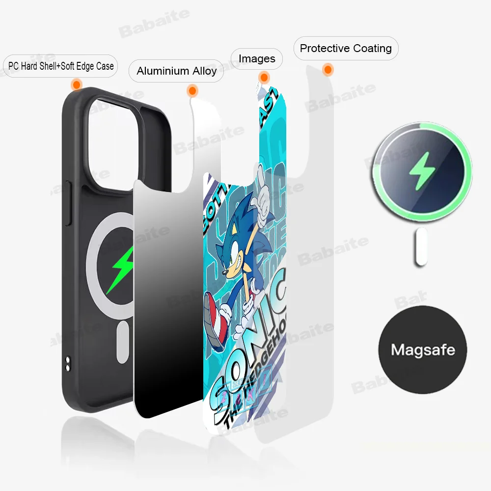 S-Sonic Phone Case Magnetic Case For iPhone 16 14 13 12 11 15 Pro Max Plus For Magsafe Wireless Charge Cover