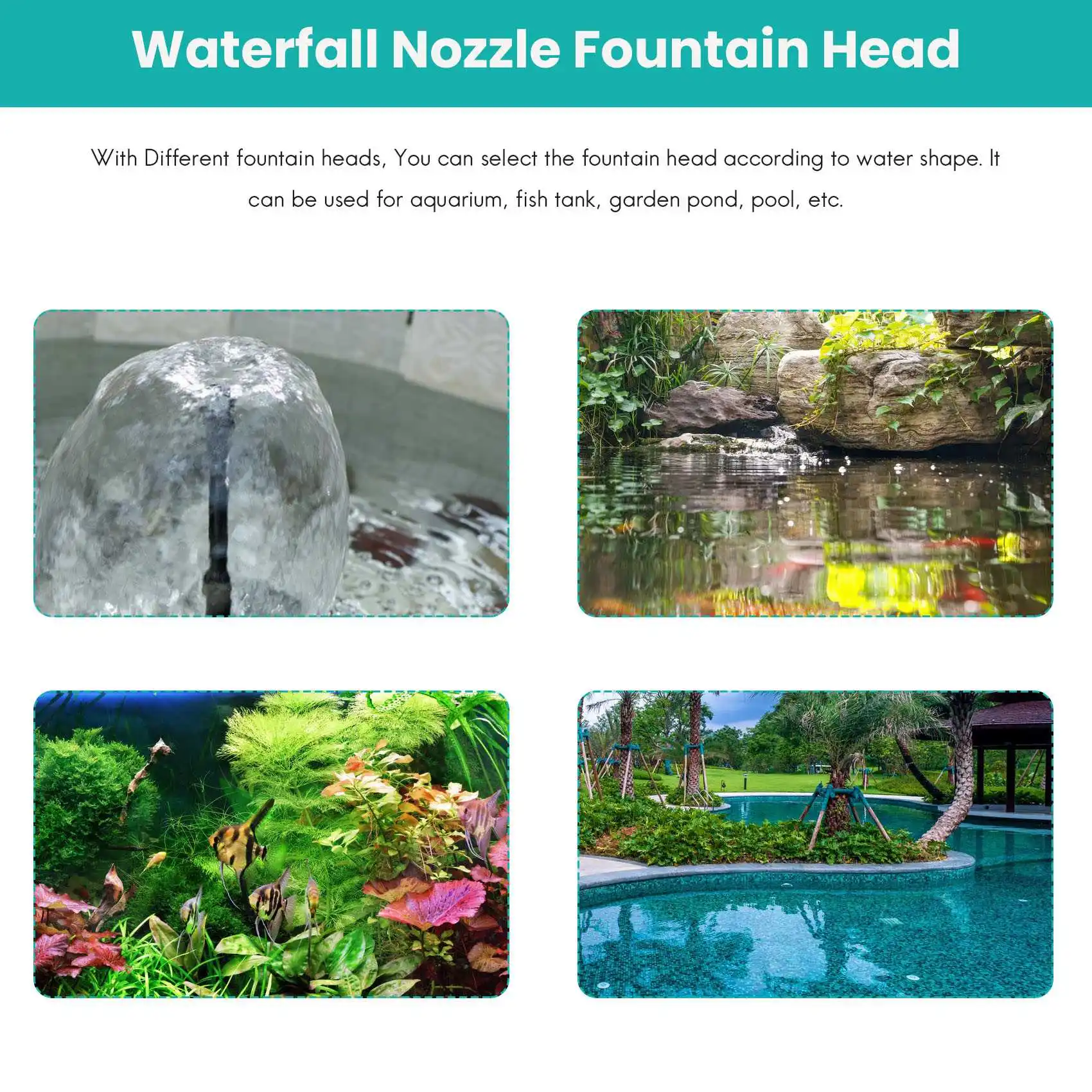 9Pcs Small Fountain Nozzle Kit Water Fountain Nozzle Heads For Pond Fountain Submersible Pump Pool Eco-Friendly