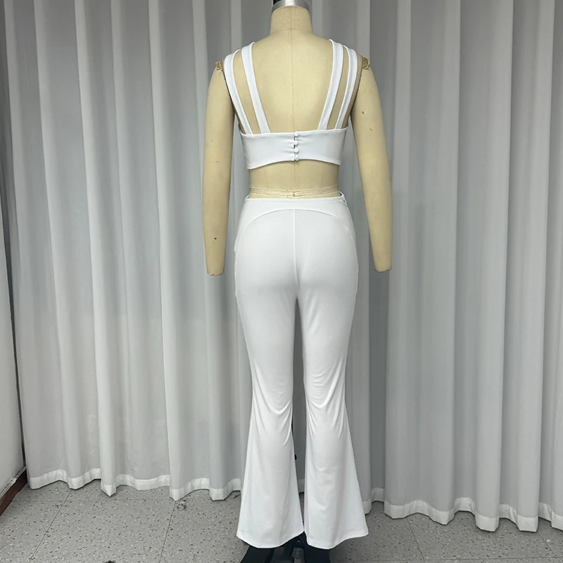 Wefads Vrouwen 2023 Nieuwste Jumpsuit Mode Effen Mouwloos Hollow Out Backless Sexy Gesmoorde Taille Onregelmatige Rechte Broek Romper