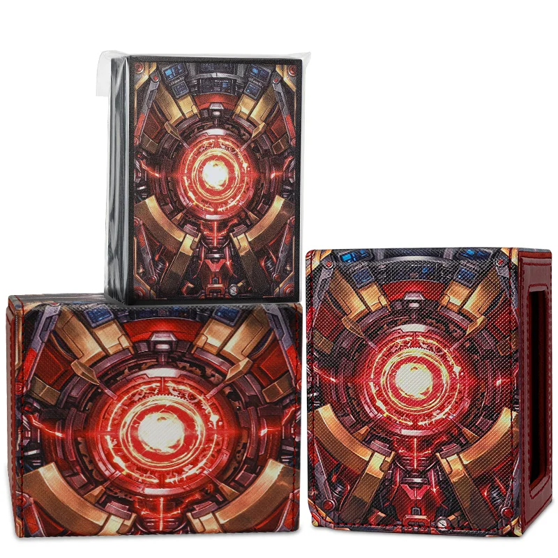 2 pcs Card Deck Boxes Pattern print with Matte Card Sleeves -105CT,Holds 100+ Double-Sleeved Cards Clear Front, 66x91mm,CCG Card