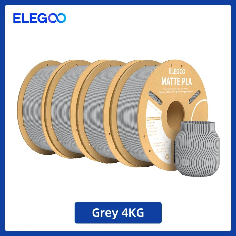 ELEGOO Mat PLA-filament 1KG, 1,75 mm FDM 3D-printerfilament Dimensionale nauwkeurigheid +/- 0,02 mm, 1 kg kartonnen spoel (2,2 lbs)