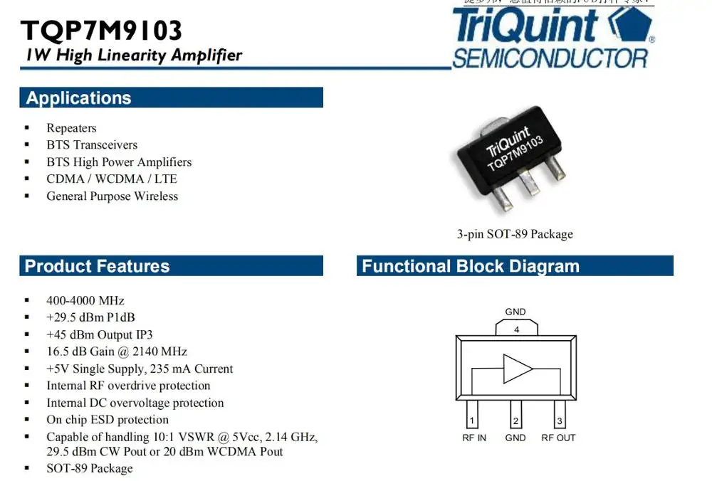 DYKB 400MHZ-4GHZ 1W Power Amplifier development board TQP3M9103 hing linearity RF amplifier FOR 2.4G WIFI HAM radio A