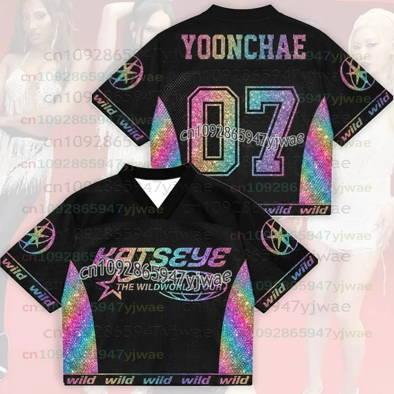 2026 Neues leuchtendes Katseye The Wildworld Tour Mesh-Jersey Geschenk für Eyekons Laser Dazzling Color Schwarzes T-Shirt für Männer und Frauen Fans-Oberteile – Detail 4