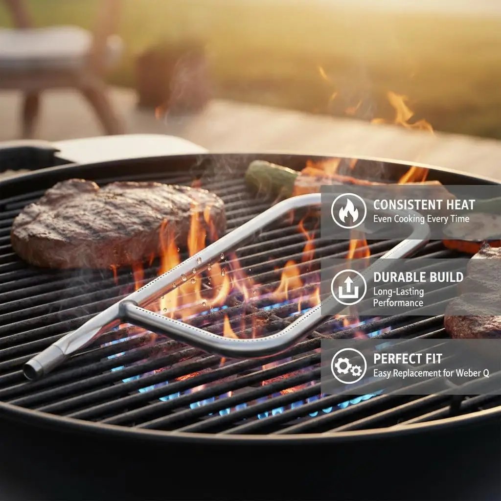 

Сменная трубка для газового гриля 20,5 дюймов для барбекю на заднем дворе, приготовления пищи на открытом воздухе, вечеринок в саду, совместима с Weber Q200 Q220 Q2000 Q22