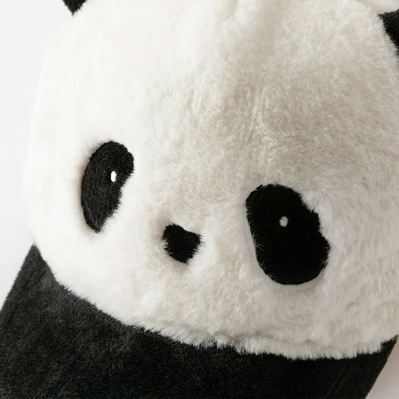 Dave Bella Boys Ear Protection Winter Autumn Plush Children's Baseball Cap Black White Panda Wide Brim Kids Warmth Hat DB4243604