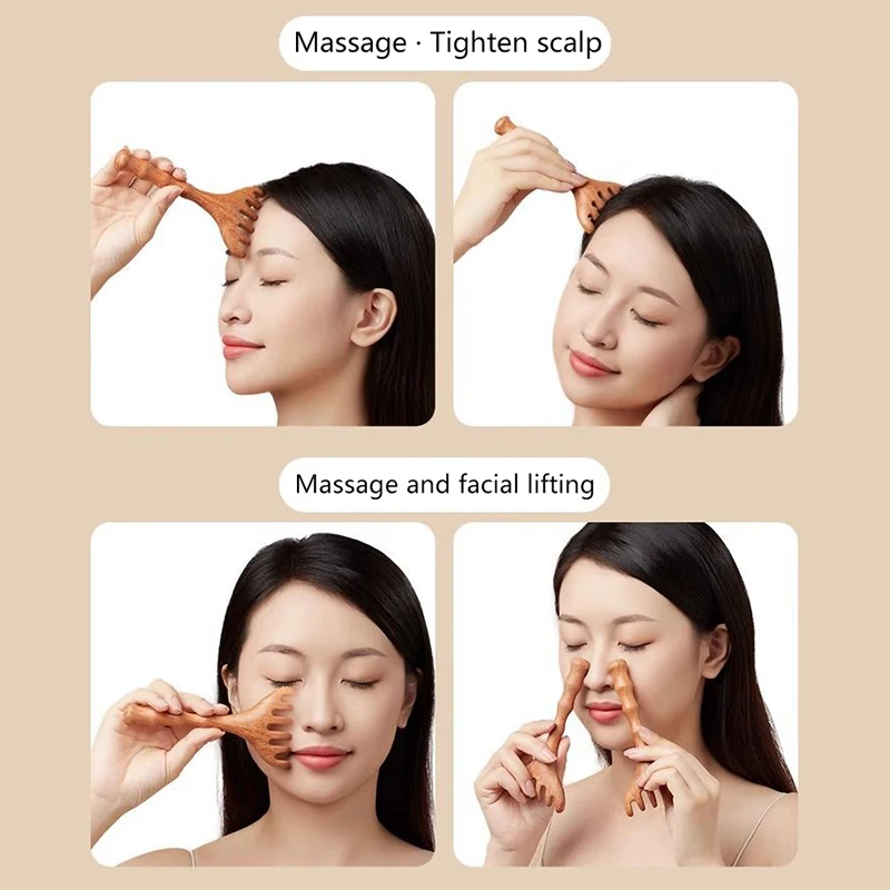 الغزلان قرن الوعل مشط رئيس ميريديان تدليك مشط مكافحة ساكنة خشبية واسعة الأسنان غوا شا أداة خدش سبا تعزيز الدورة الدموية #4