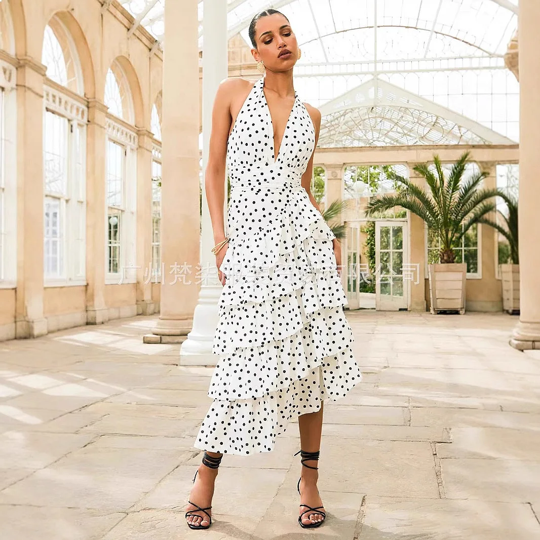 

French Polka Dot Dress Dresses Spring Summer Elegant Long Maxi Dress Women Party Jumpsuit Playsuit Matching Set Evening Gown