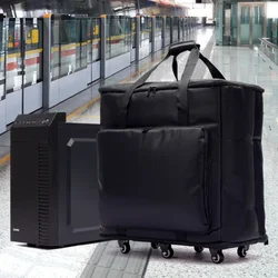 High-Capacity Desktop Computer Storage Bag Movable Organizing Case with Pull Rod Chassis for Office Equipment And Household Use