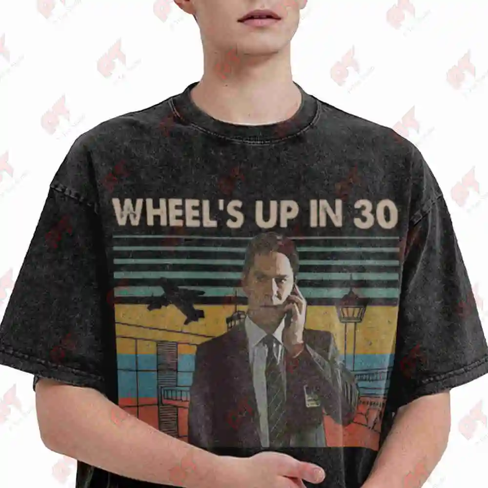 Wheels Up In 30 Vintage Criminal Minds Fan Movie Spencer Reid Vintage Washed Tee Pure Cotton T-Shirt