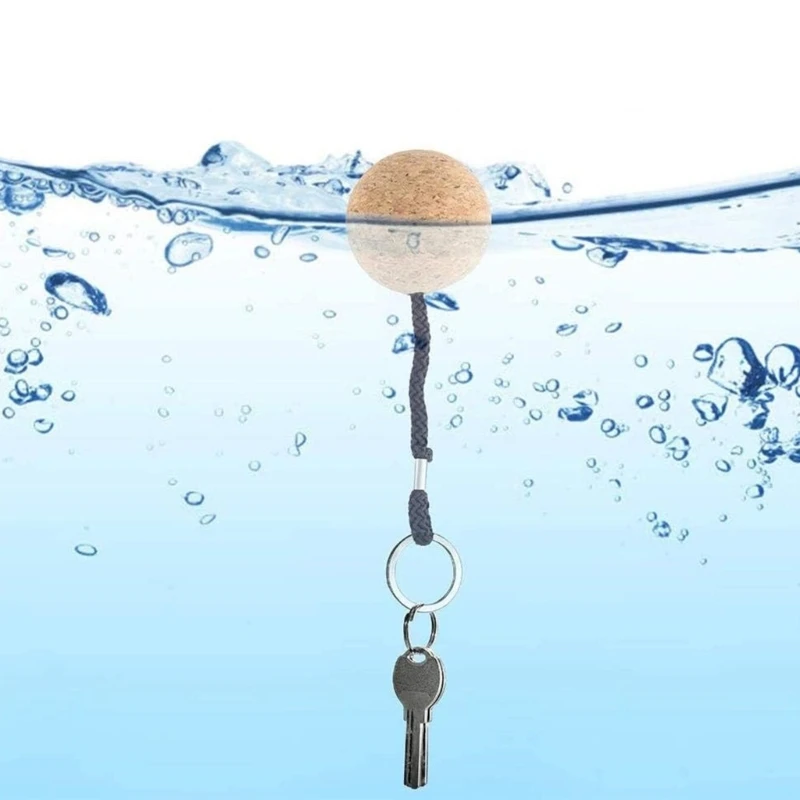 Floating Keyring Floating Cork Keyring, 35mm Ball Key Rings, Floatable Ball Key Chain for Sailings Water Sport