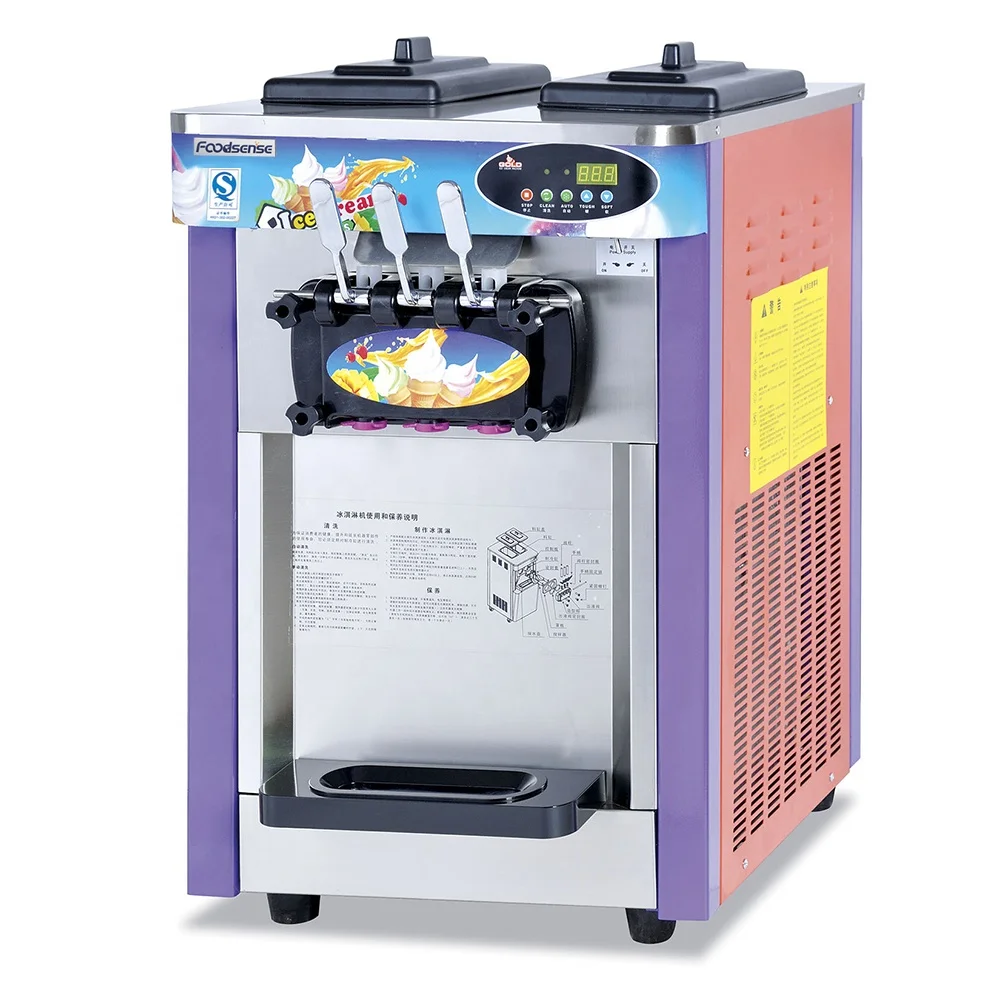

Factory Price Stainless Steel Ice Cream Maker Machine Table Top 3 Flavor Commercial Soft Vending Ice Cream Making Machine