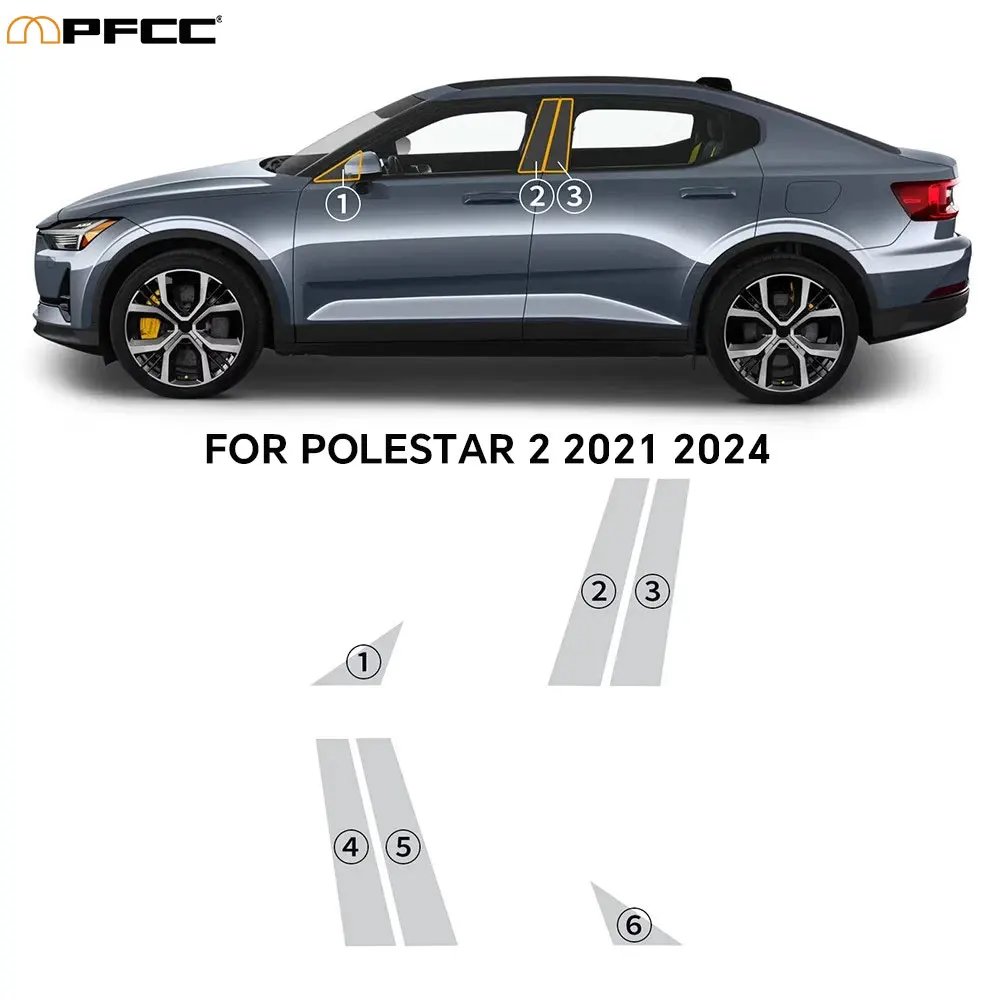 For POLESTAR 2 2021 2024 PPF TPU Clear B Pillars Headlight Car Paint Protection Film Pre Cut Accessories Transparent Repair