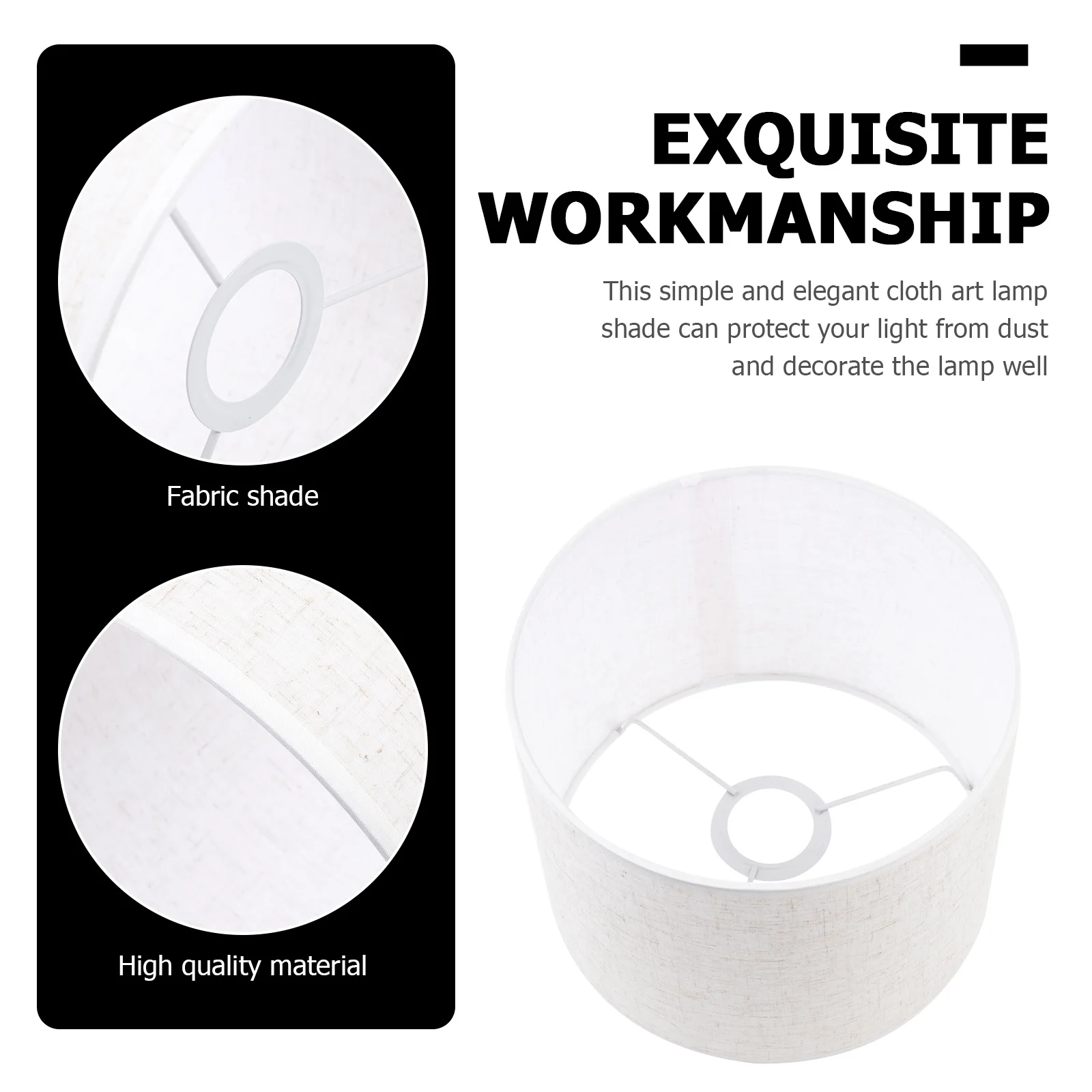 

1Pcs Linen Cloth Art Lamp Shade Premium Cylindrical Light Cover for Bedroom Living Room Decor Home Office Modern Simple High-End