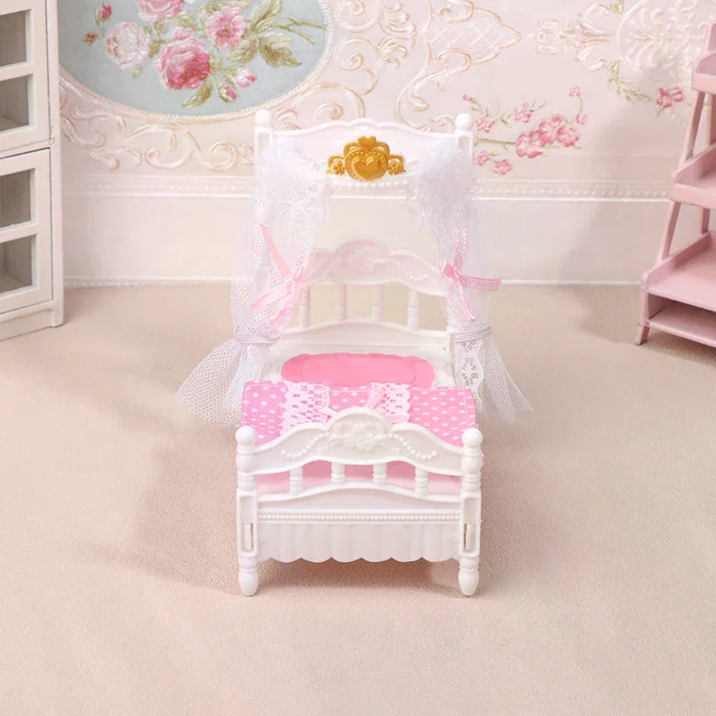 1/12 casa delle bambole principessa letto lenzuolo zanzariera kit casa delle bambole letto camera mobili decorazione accessori casa delle bambole