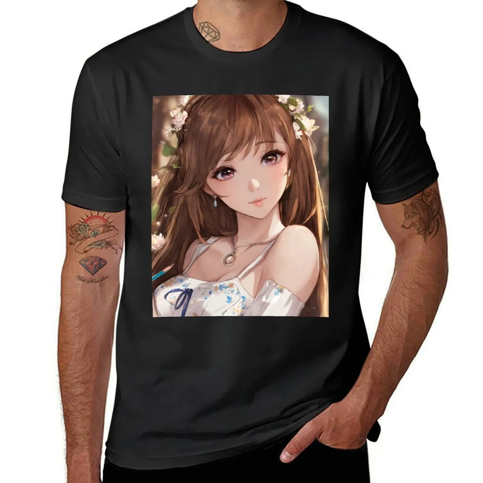 

Beautiful anime girl T-Shirt oversizeds aesthetic clothes summer clothes anime mens tall t shirts