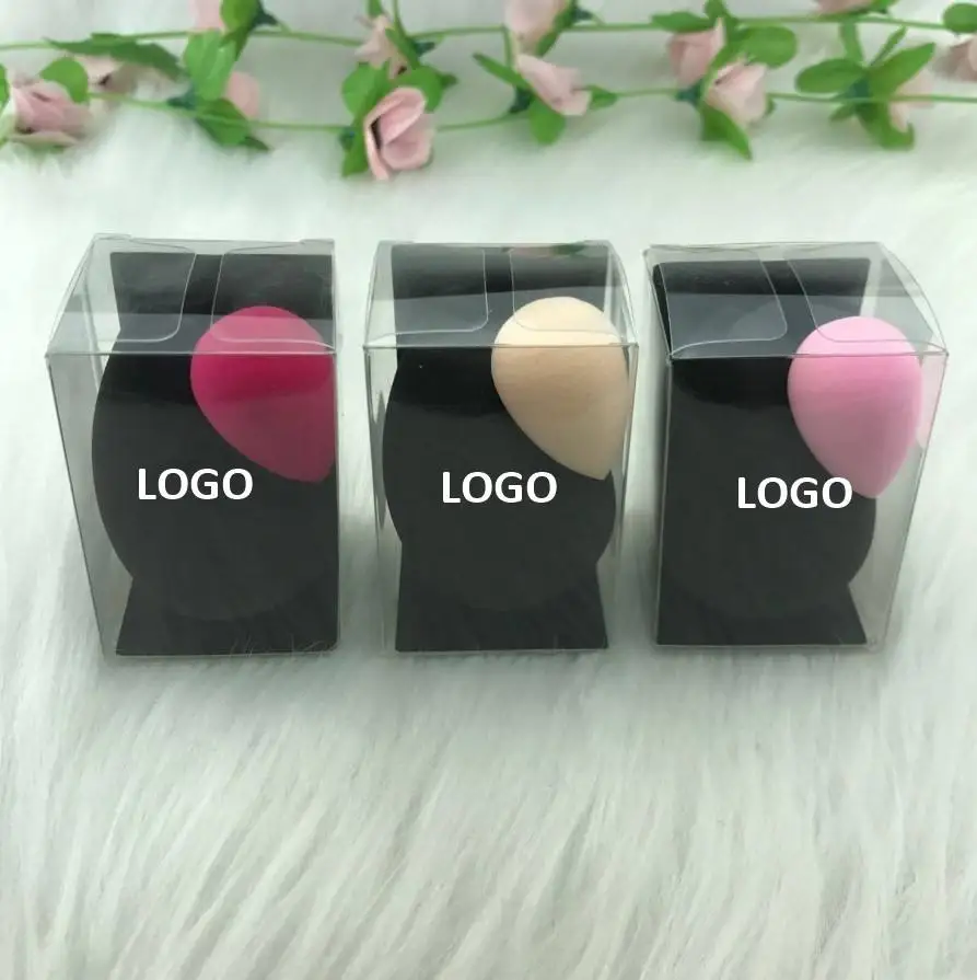 30pcs Custom Logo Wholesale Latex Free super Soft Custom Logo Beauty Black Blender Makeup Sponges With Package