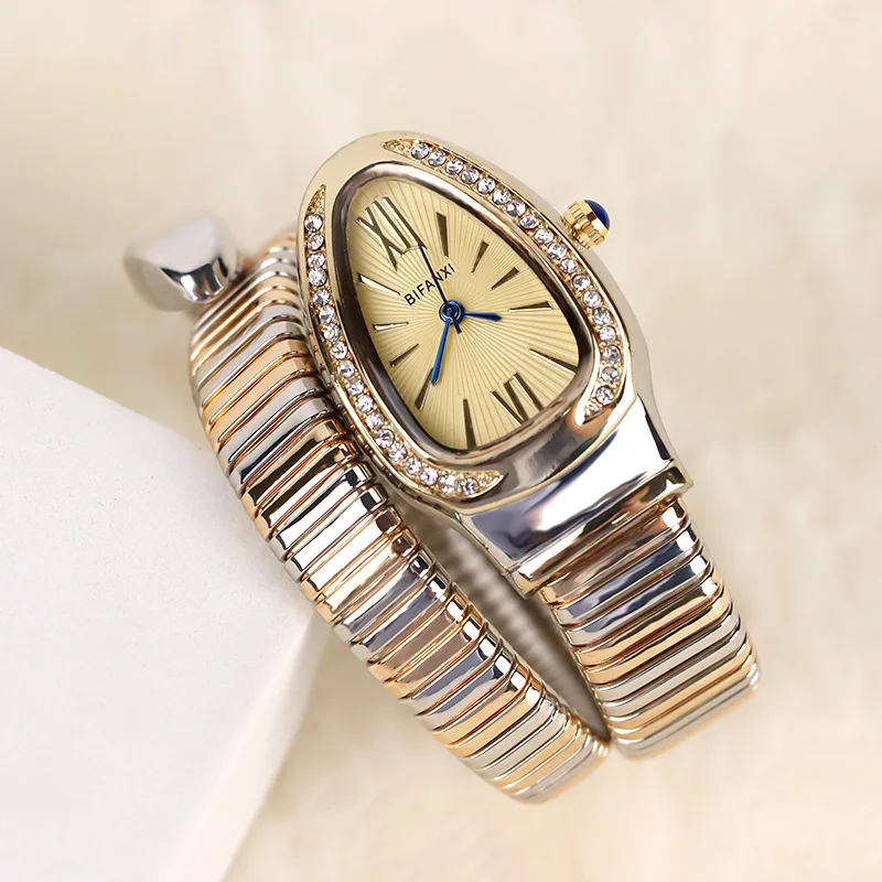 Unique Snake Shaped Design Bracelet Gold Sliver Watch Women Quartz Watch Luxury Bangle Watches Ladies Clock Girl AAA Watch Reloj