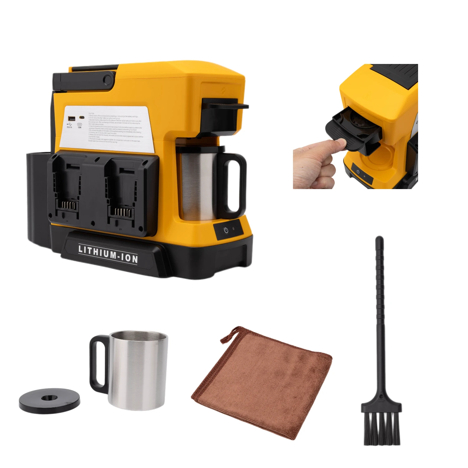 For Dewalt/Milwaukee/Makita 18/20/60V Battery, Portable Single-cup Coffee Machine, Suitable for Camping, Travel (Tools Only)