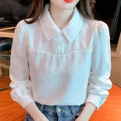 Fashion Collar Shirt for Women's Autumn and Winter New Item Doll Collar Versatile Women's Shirt Slimming Long Sleeved Top