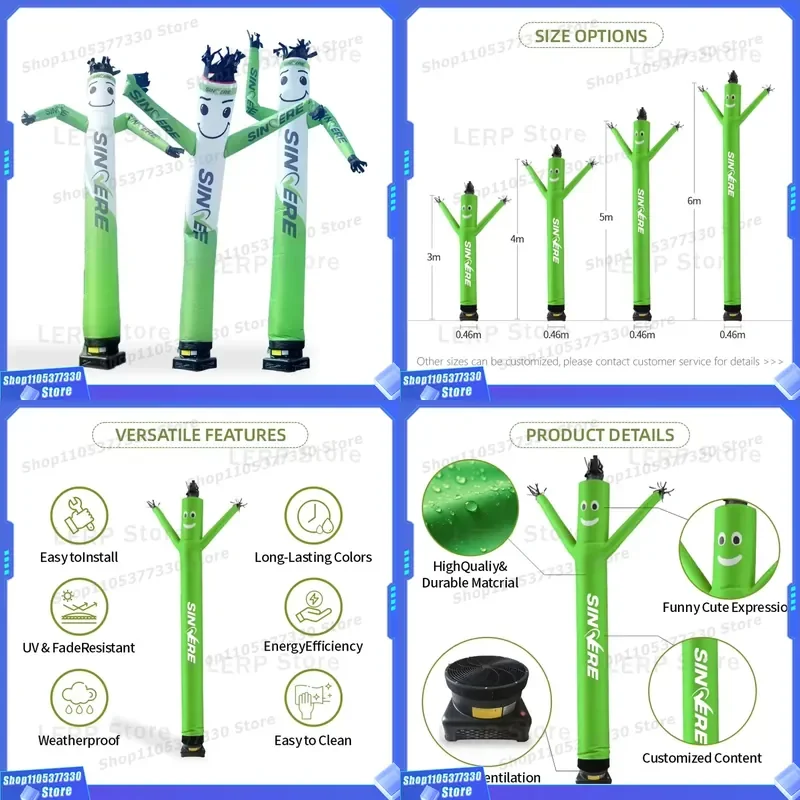 Custom Inflatable Air Dancer 8-10ft Waterproof Oxford Cloth PVC Outdoor Advertising Model Unique Aerial Display for Party