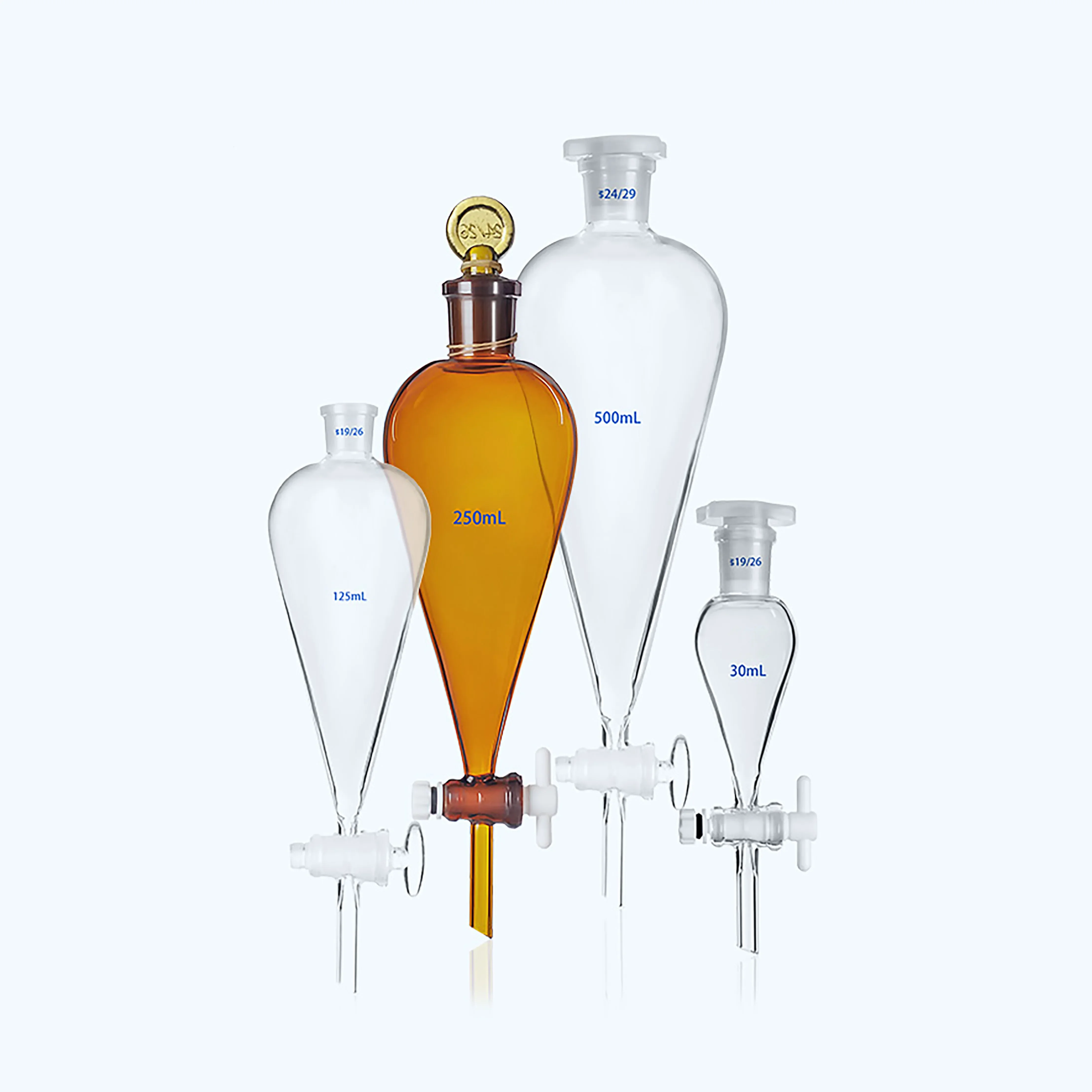 1000ml Dark or Transparent Glass Pear Shaped Separatory Separated Funnel