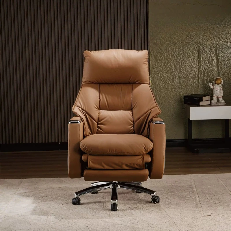 Genuine Leather Executive Office Seating Motorized Full Recline Work Furnish Ergonomic for Manager Home & Corporate Workspace