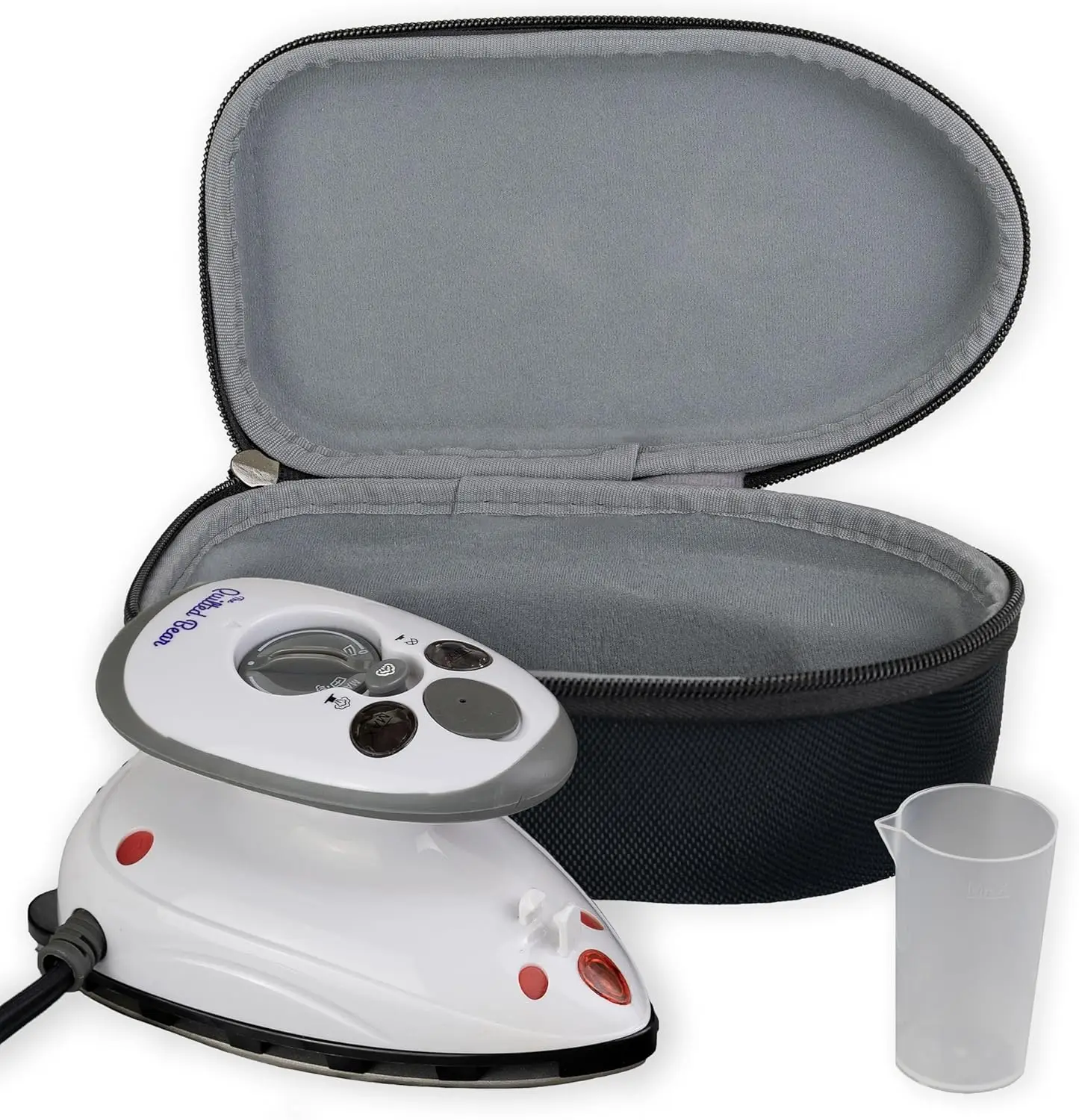 

Mini Travel Iron with Hard Shell Case - Lightweight Steamer for Quilting & Wrinkle-Free Clothes, Crafts in Black