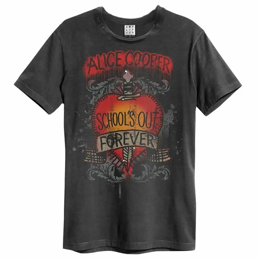 Amplified Alice Cooper Schools Out Official Merchandise T Shirt Dark Grey New long or short sleeves