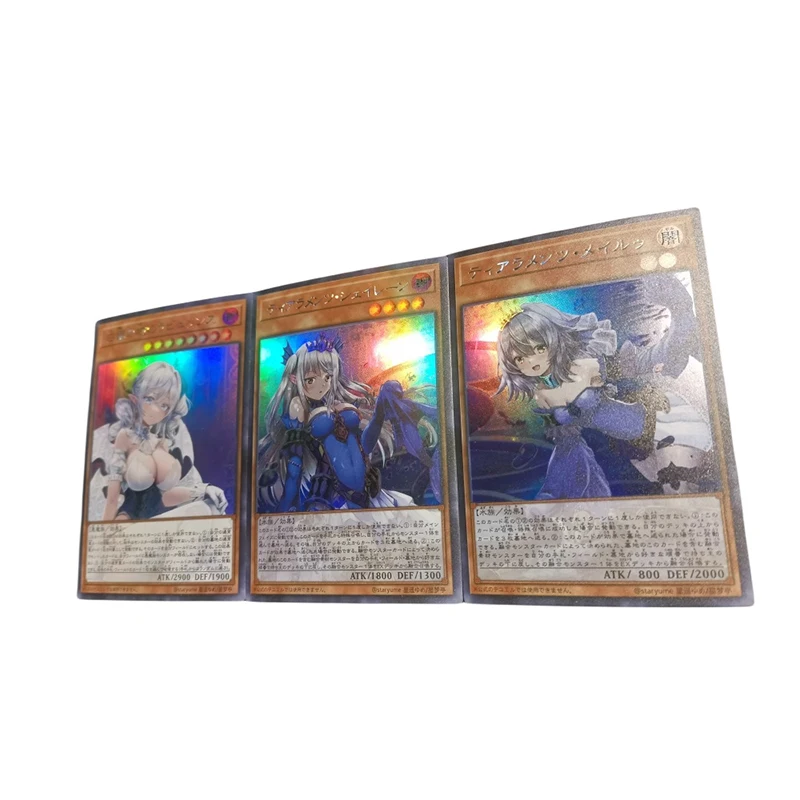 Diy Homemade Yu-Gi-Oh Lovely Labyrinth of The Silver Castle Anime Bronzing Collection Flash Card Cartoon Toy Card Christmas Gift