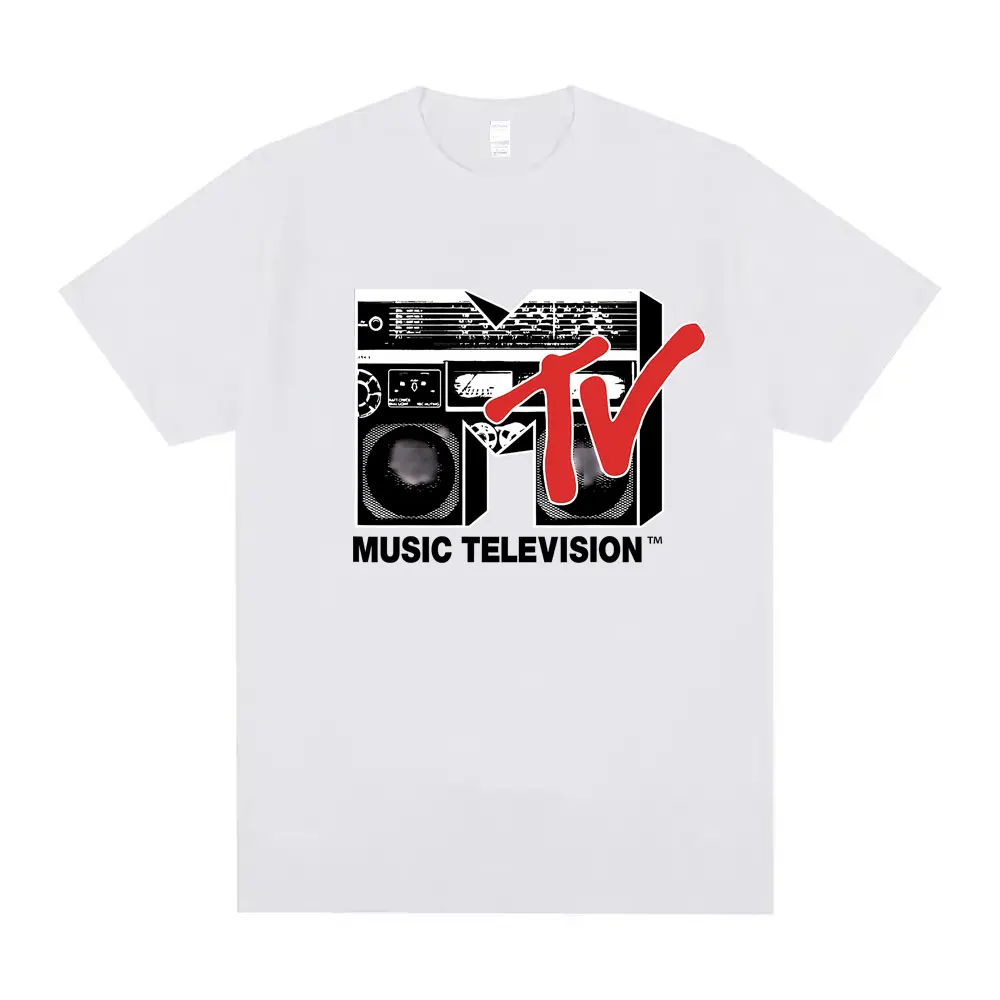 MTV Music Television Red Boombox Graphic Tshirt Men Women Vintage Oversized T-shirts Short Sleeve Men's Casual Cotton T Shirts