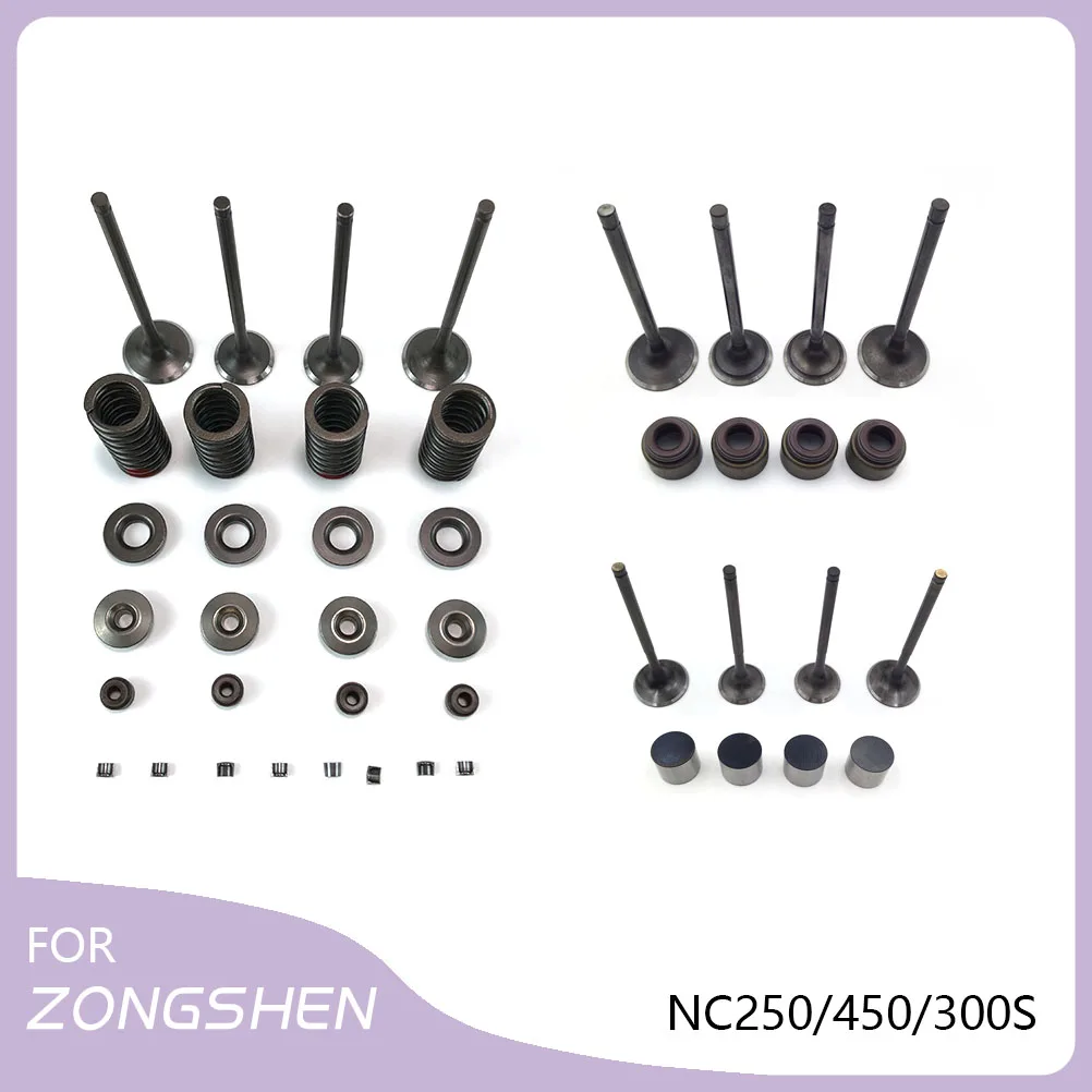 Motorcycle Cylinder Head Intake Exhaust Valve Spring Oil Seals Retainer Seat Lock Clip Top Caps For ZONGSHEN NC250 NC450 NC300S