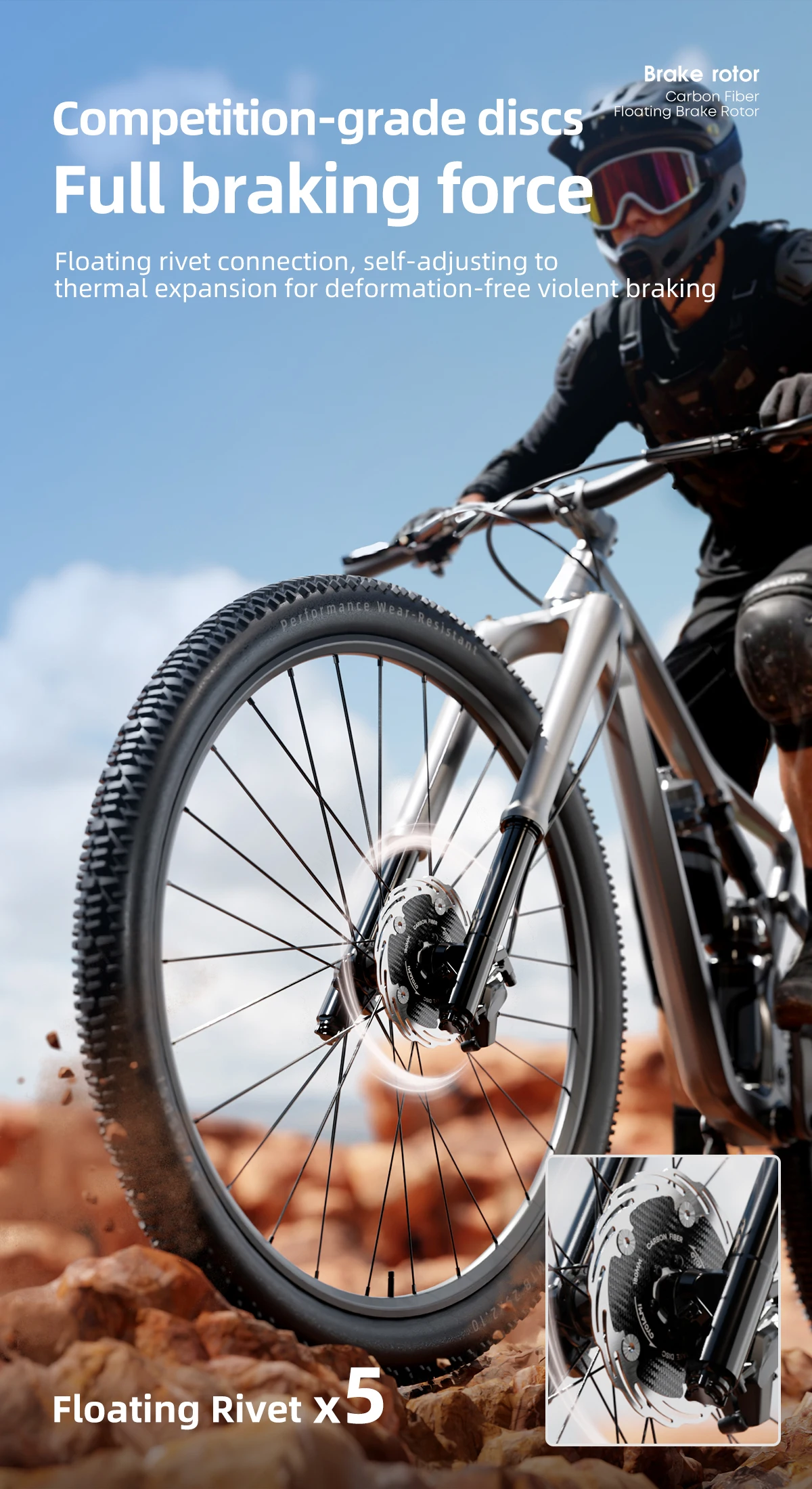CYCLAMI Fahrrad 160/180 mm Bremsscheibe, schwimmende Kohlefaser, verdickend, eloxiert, schnelle Kühlung, ultraleichte Scheibe – Detail 16