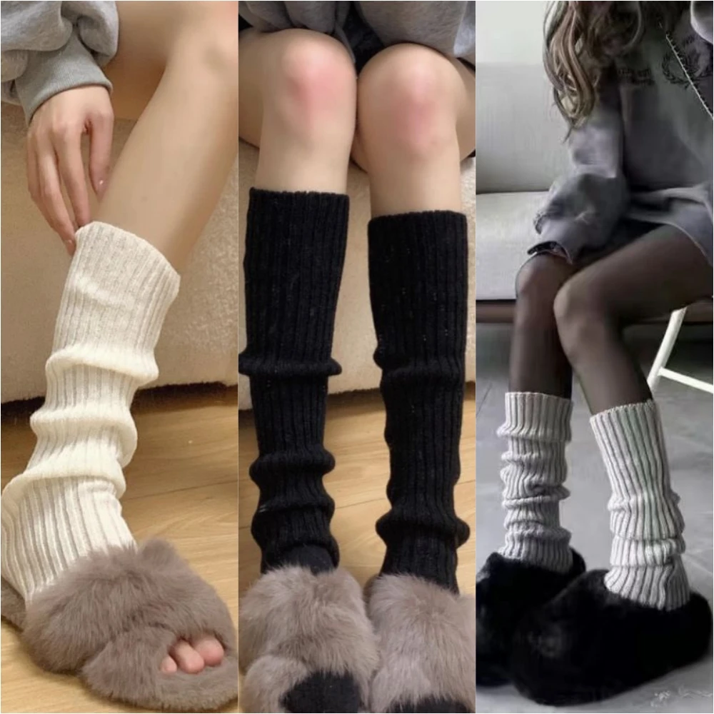 Y2K Women's Leg Warmer JK Lolita Long Sock Wool Knitted Foot Cover Arm Warmer Winter Knitted Punk Gothic Crochet Sock Boot Cuffs