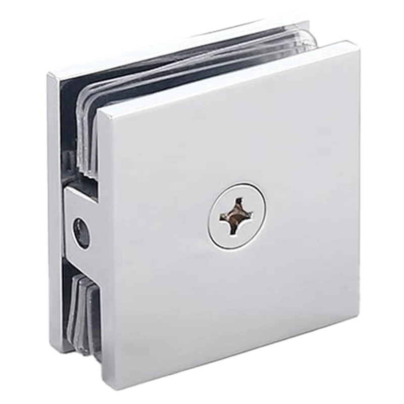 مشبك زجاجي من النحاس LICE، مشبك على شكل حرف U ذو لوحة ثابتة من الزجاج، أجهزة باب شاشة مربعة للحمام من 5/16 بوصة إلى 1/2 بوصة