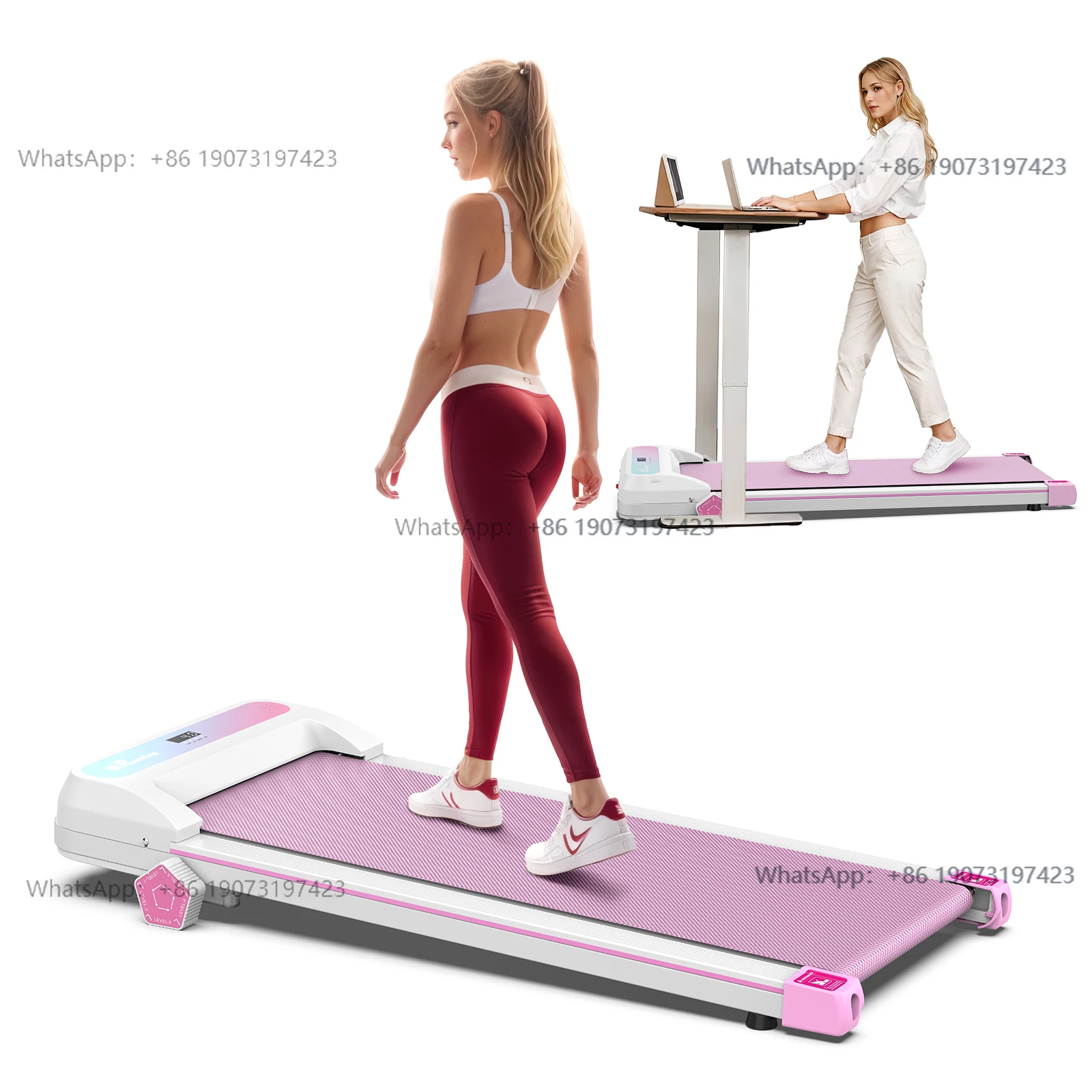 Caminadora Eléctrica Portátil FitnessPortable con Inclinación Manual de 5 Niveles, Pantalla LED y Prueba de Frecuencia Cardíaca, Plataforma para Caminar en Casa