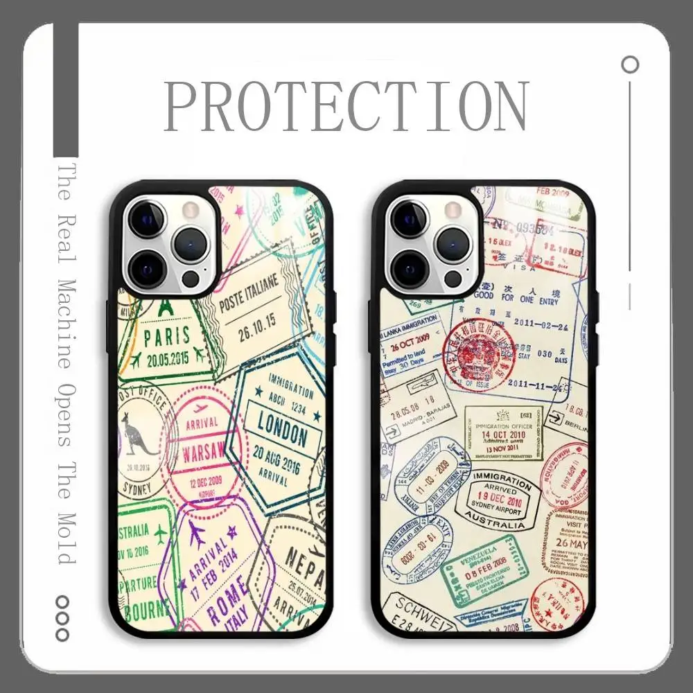 

Retro Postmark World Tour Phone Case For IPhone 16 15 14 13 12 11 Pro Max Plus Mini Plus Hard Mirror Surface Protect Funda
