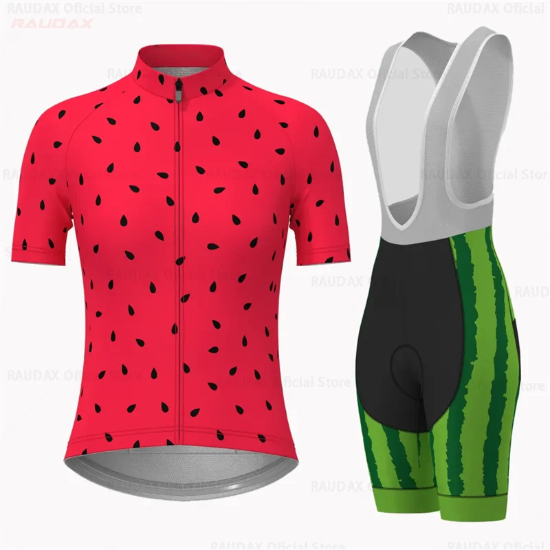 2023 WOMEN Cycling Jersey Set Bike Clothes Watermelon Summer Bicycle Clothing Cycling Set Anti-UV Maillot Conjunto Ropa Ciclismo