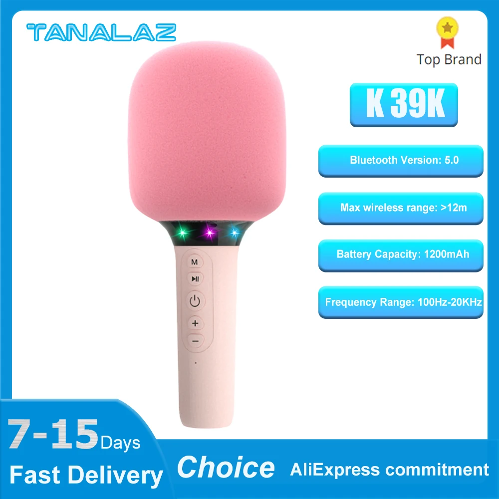 TANALAZ K39 Microphone National K Song Bluetooth Home TV Children Singing Wireless Microphone Sound Integration Microphone Gifts