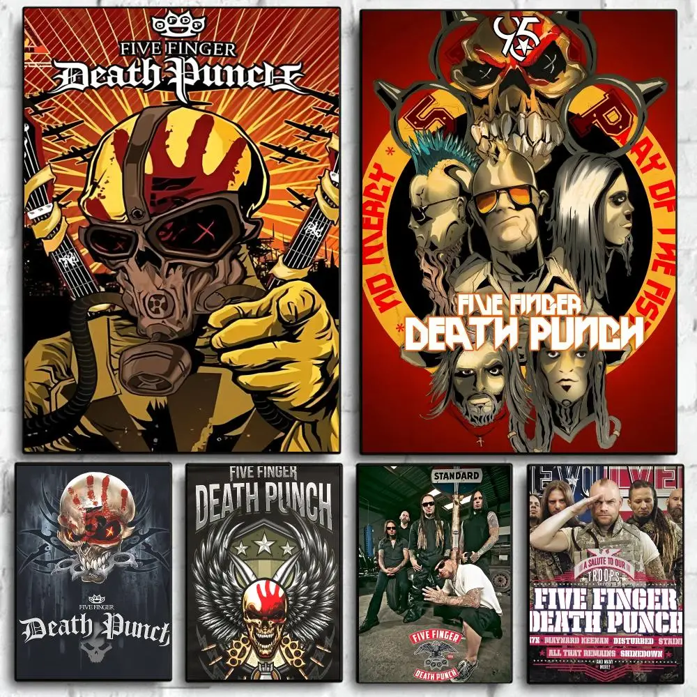 Classic Hot F-Five Finger Death Punch Poster Self Adhesive Wall Art Decor for Bedroom Living Room Office Home Decor Gift