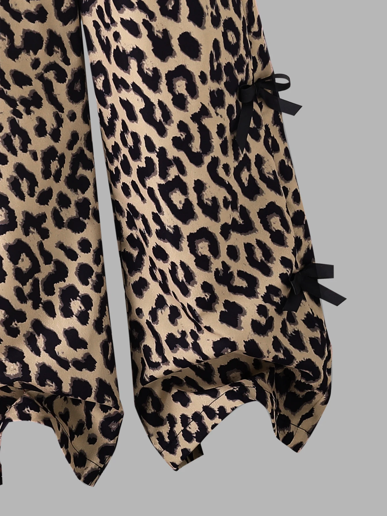 2-teiliges Mädchen-Outfit-Set mit Leopardenmuster für 4-8 Jahre, Langarm-Sweatshirt mit Leoparden-Schleifenmuster + weit geschnittene Hose mit seitlichen Schleifen – Detail 6